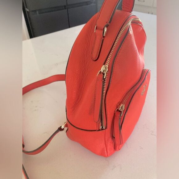 Kate Spade New York Jackson Backpack Coral Orange Pink Leather Mini Day Bag - Picture 5 of 11
